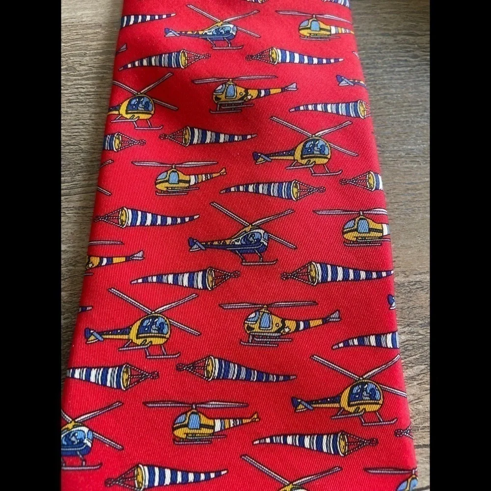 Salvatore Ferragamo Red Silk Helicopter Tie